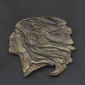 Vintage Native American Solid Brass Belt Buckle